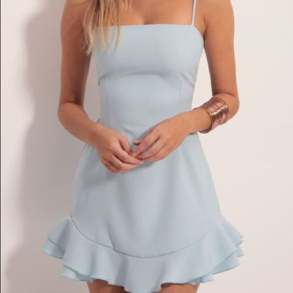 NEW Lucy in the Sky Aubrey Ruffle Dress Light Blue